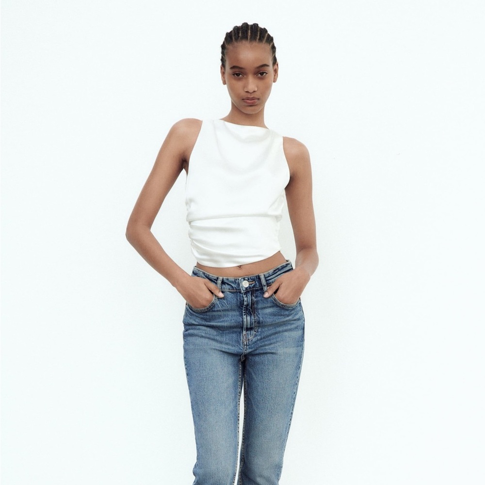 ZARA  open back satin effect top